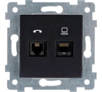 Механизм низковольтной пк/тлф розетки Кунцево-Электро "Аксиома" 2 гнезда скр.уст. ркт2-467 антрацит 160001