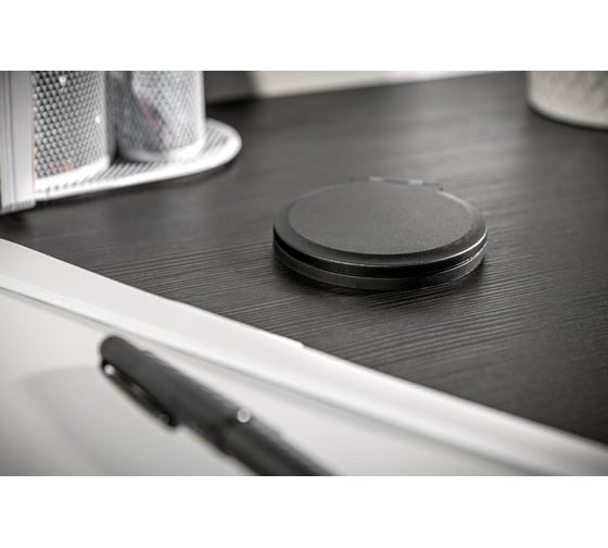 Врезной круглый удлинитель GTV charger plus, 1xschuko, 1xusb-a/5v, 1xtype-c/5v, беспроводная зарядка, сменные переходники, вилка провод 1,5м, черный AE-BPW1SACP-20