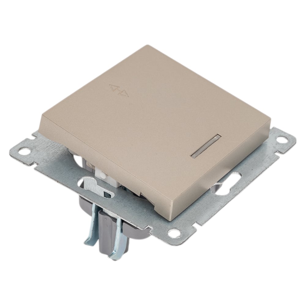 ПроходнойодноклавишныйвыключательUNIVersalсподсветкойсерияафина,с/у,10а,220в,шампаньеврослотA0125-Br