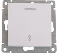 Одноклавишный проходной выключатель UNIVersal с подсветкой серия афина, с/у, 10а, 220в, жемчуг еврослот A0125-OBr