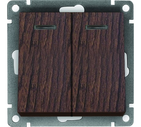 Двухклавишный выключатель UNIVersal с подсветкой серия афина, с/у, 10а, 220в, венге еврослот A0123-V