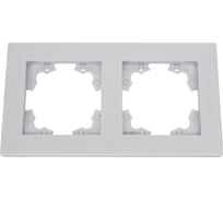Двухместная горизонтальная рамка UNIVersal серия афина серебро еврослот A0044-S