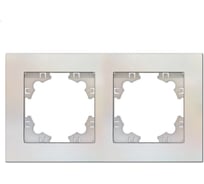 Двухместная горизонтальная рамка UNIVersal серия афина жемчуг еврослот A0044-OBr