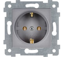 Механизм одноместной розетки Кунцево-Электро "аксиома" с заземляющим контактом скрытой установки рс16-453 алюминий 121019