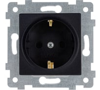 Механизм одноместной розетки Кунцево-Электро "аксиома" с заземляющим контактом и шторкой скрытой установки рс16-454 антрацит 121039
