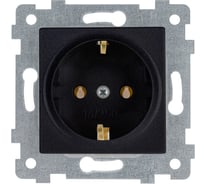 Механизм одноместной розетки Кунцево-Электро "аксиома" с заземляющим контактом скрытой установки рс16-453 антрацит 121033