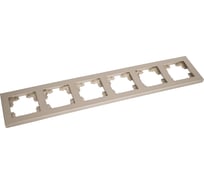 Горизонтальная шестиместная рамка UNIVersal серия афина, шампань, еврослот A1043-Br