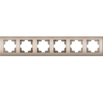 Горизонтальная шестиместная рамка UNIVersal серия афина, шампань, еврослот A1043-Br