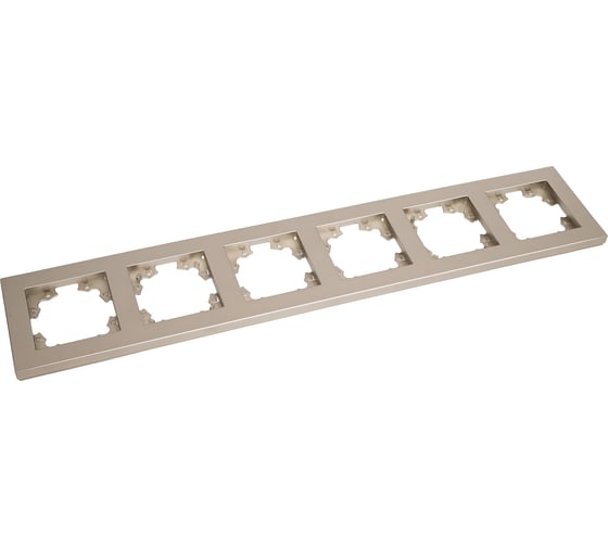 Горизонтальная шестиместная рамка UNIVersal серия афина, шампань, еврослот A1043-Br 1