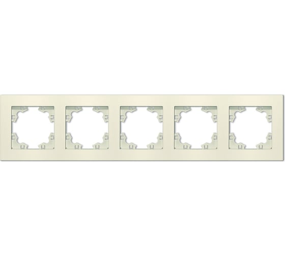 Горизонтальная пятиместная рамка UNIVersal серия афина, слоновая кость ivory A1042-I 1