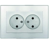 Двухместная розетка UNIVersal серия афина, без заземления, скрытой установки, 16а, 220в, серебро, еврослот A0102-S