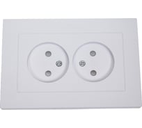Двухместная розетка UNIVersal серия афина, без заземления, скрытой установки, защитные шторки, 16а, 220в, белая, еврослот A0048