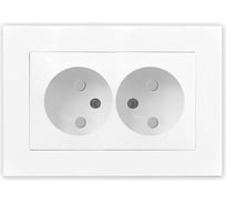 Двухместная розетка UNIVersal серия афина, без заземления, скрытой установки, защитные шторки, 16а, 220в, белая, еврослот A0048