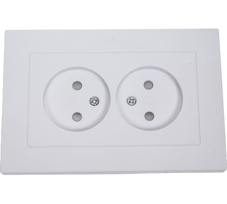 Двухместная розетка UNIVersal серия афина, без заземления, скрытой установки, защитные шторки, 16а, 220в, белая, еврослот A0048