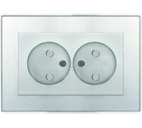 Двухместная розетка UNIVersal серия афина, без заземления, скрытой установки, защитные шторки, 16а, 220в, серебро, еврослот A0048-S