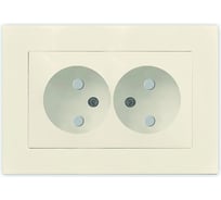 Двухместная розетка UNIVersal серия афина, без заземления, скрытой установки, защитные шторки, 16а, 220в, слоновая кость ivory, еврослот A0048-I