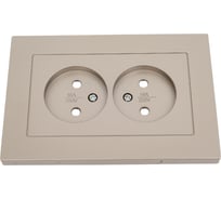 Двухместная розетка UNIVersal серия афина, без заземления, скрытой установки, защитные шторки, 16а, 220в, шампань, еврослот A0048-Br