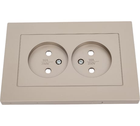 Двухместная розетка UNIVersal серия афина, без заземления, скрытой установки, защитные шторки, 16а, 220в, шампань, еврослот A0048-Br