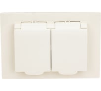 Двухместная розетка UNIVersal серия афина с/з с крышкой, с/у, 16а, 220в, слоновая кость ivory еврослот A0031-I