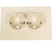 Двухместная розетка UNIVersal серия афина с/з, с/у, з/ш 16а, 220в, слоновая кость ivory еврослот A0050-I