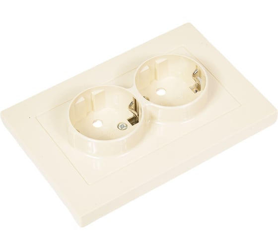 Двухместная розетка UNIVersal серия афина с/з, с/у, з/ш 16а, 220в, слоновая кость ivory еврослот A0050-I