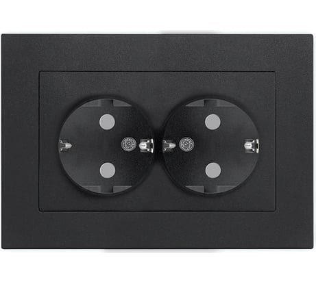 Двухместная розетка UNIVersal серия афина с/з, з/ш, с/у, 16а, 220в, графит еврослот A0050-Gr