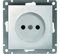 Одноместная розетка UNIVersal серия афина б/з, с/у, 16а, 220в, серебро еврослот A0022-S