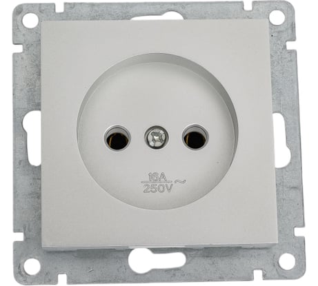 Одноместная розетка UNIVersal серия афина б/з, с/у, 16а, 220в, серебро еврослот A0022-S