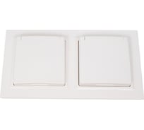 Комплект 1-местная розетка IEK Brite с заземлением с защитными шторками и крышкой 16а ip44 2 штуки в сборе с двойной рамкой рсбш10-3-44-брб белый BR-R16-16-44-2-K01-F-PRO