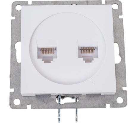 Компьютерная двухместная розетка UNIVersal серия афина с/у, 1а, rj45, белая еврослот A1086