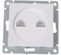 Компьютерная двухместная розетка UNIVersal серия афина с/у, 1а, rj45, жемчуг еврослот A1086-OBr