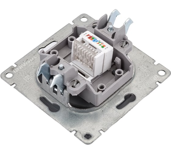 Компьютерная одноместная розетка UNIVersal серия афина с/у, 1а, rj45, графит еврослот A0051-Gr