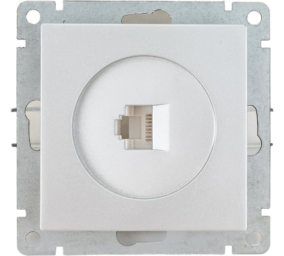 Компьютерная одноместная розетка UNIVersal серия афина, с/у, 1а, rj45, серебро еврослот A0051-S