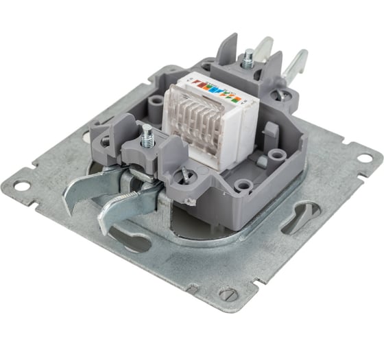 Компьютерная одноместная розетка UNIVersal серия афина, с/у, 1а, rj45, серебро еврослот A0051-S