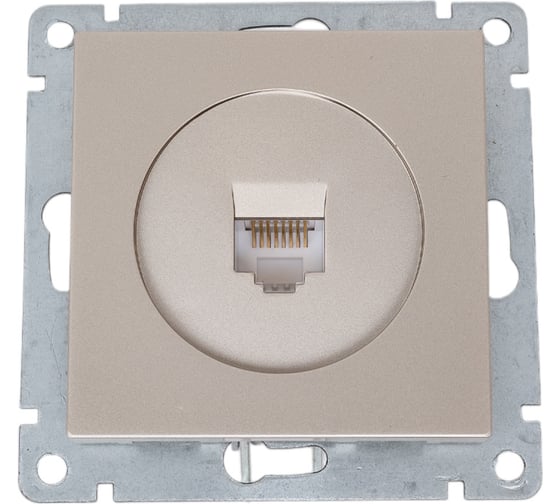 Компьютерная одноместная розетка UNIVersal серия афина, с/у, 1а, rj45, шампань еврослот A0051-Br