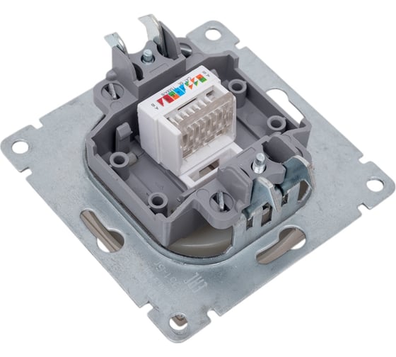 Компьютерная одноместная розетка UNIVersal серия афина, с/у, 1а, rj45, шампань еврослот A0051-Br