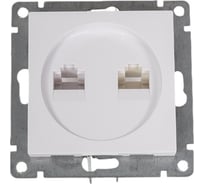 Компьютерная+телефонная розетка UNIVersal серия афина, с/у, 1а, rj45, rj12, белая еврослот A0052