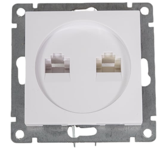Компьютерная+телефонная розетка UNIVersal серия афина, с/у, 1а, rj45, rj12, белая еврослот A0052 1
