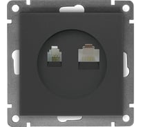 Компьютерная+телефонная розетка UNIVersal серия афина, с/у, 1а, rj45, rj12, графит еврослот A0052-Gr