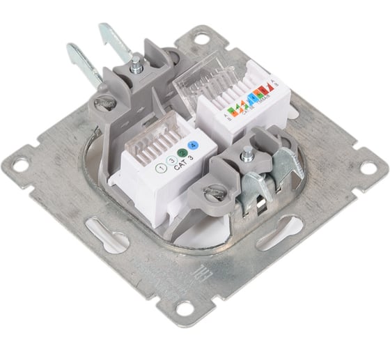 Компьютерная+телефонная розетка UNIVersal серия афина, с/у, 1а, rj45, rj12, жемчуг еврослот A0052-OBr
