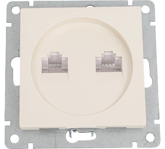Компьютерная+телефонная розетка UNIVersal серия афина, с/у, 1а, rj45, rj12, слоновая кость ivory еврослот A0052-I 1