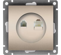 Компьютерная+телефонная розетка UNIVersal серия афина, с/у, 1а, rj45, rj12, шампань еврослот A0052-Br