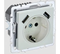 1-местная розетка IEK Brite с заземлением с защитными шторками 16а с usb a+a 5в 3,1а рюш10-2-брж жемчуг BR-R14-16-U21-D31-K36