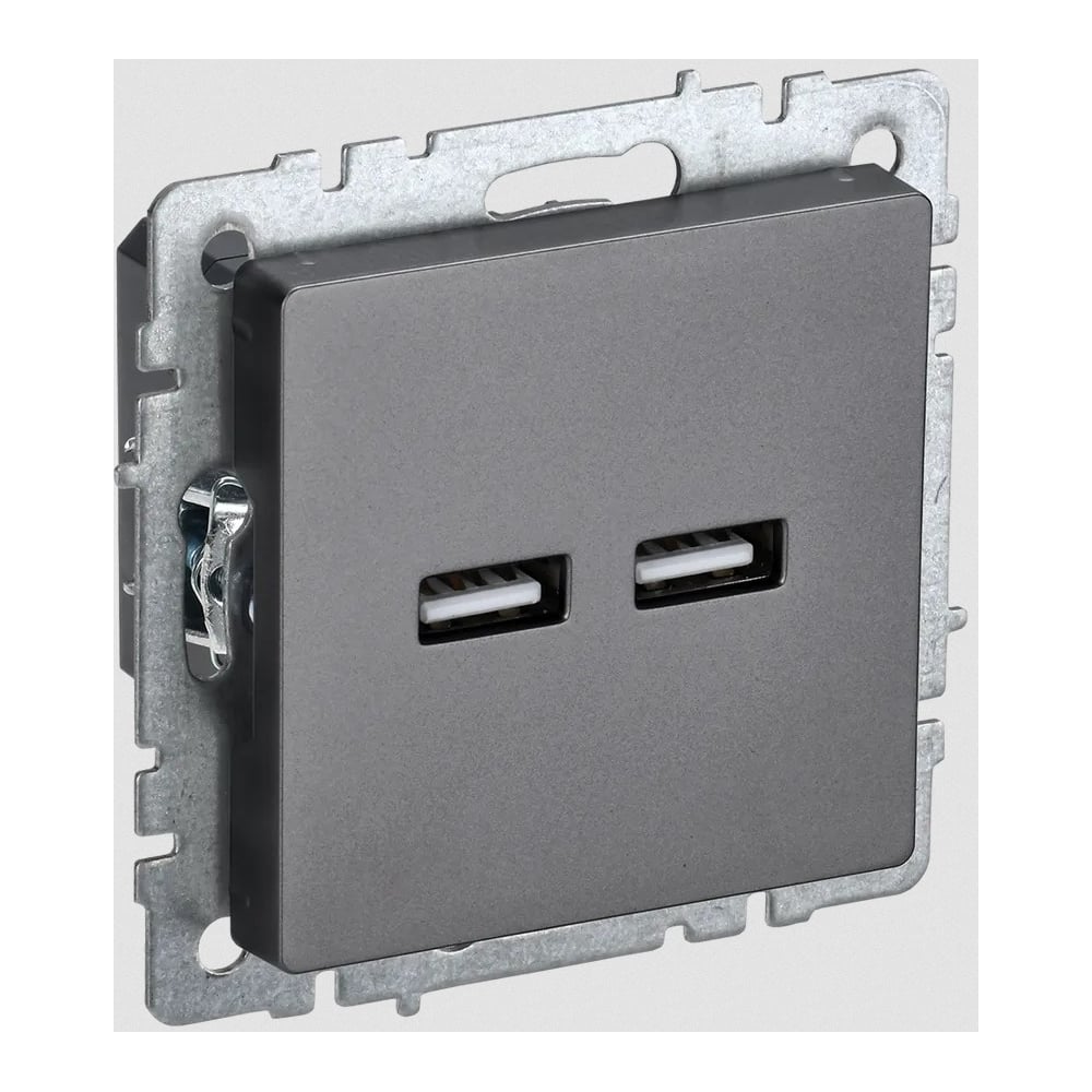 Розетка USB IEK Brite a+a 5в 3,1а рю10-1-брс сталь BR-U21-D31-K46 ...