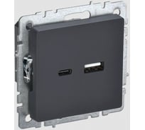 Розетка USB IEK Brite a+c 18вт рю11-1-брг графит BR-U22-018-K53