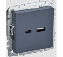 Розетка USB IEK Brite a+c 18вт рю11-1-брм маренго BR-U22-018-K35