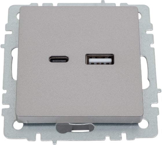 Розетка USB IEK Brite a+c 18вт рю11-1-брс сталь BR-U22-018-K46