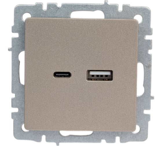 Розетка USB IEK Brite a+c 18вт рю11-1-брш шампань BR-U22-018-K37