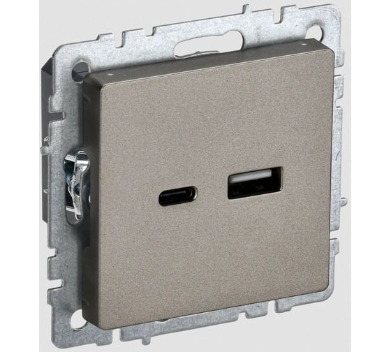 Розетка USB IEK Brite a+c 18вт рю11-1-брш шампань BR-U22-018-K37 1
