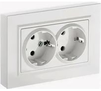 2-местная розетка IEK Brite с заземлением с защитными шторками 16а в сборе рсш12-3-брб белый BR-R24-16-K01-F-PRO